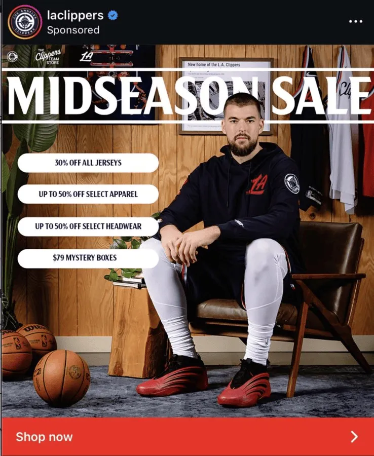 开云入口-快船官方用祖巴茨当模特做促销,美媒调侃“在卖祖巴茨?”